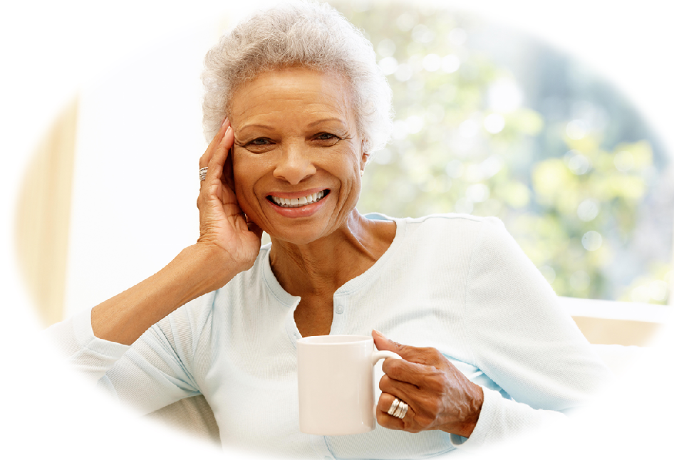 A woman with coffee mug